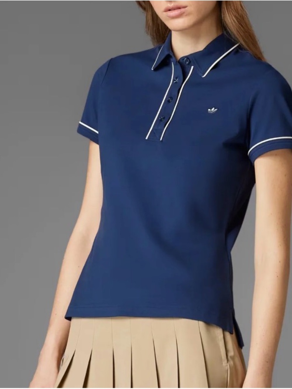 adidas Navy Polo with Cream Piping